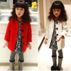 2014新款童裝女童韓版長袖外套玫瑰花紐扣中長款時尚兒童裝 批發
